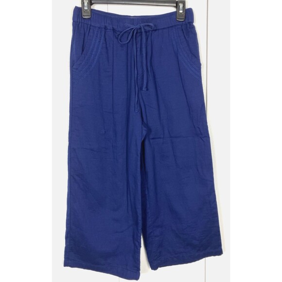 Gloria Vanderbilt Pants - Gloria Vanderbilt Womens XS Dark Blue Pull on Wide Leg Crop Pants